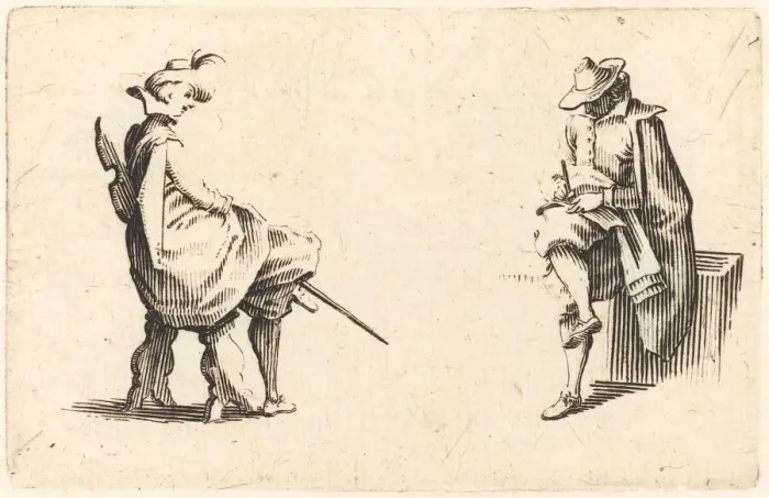 Framed Print : Two Seated Figures, c. 1622. Creator: Jacques Callot Framed Print : Two Seated Figures, c. 1622. Creator: Jacques Callot