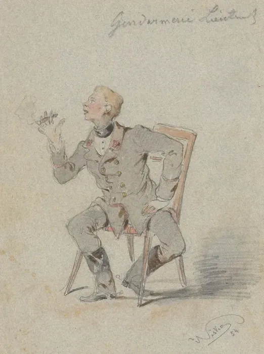Framed Print : Seated Gendarmerie Lieutenant, 1854. Creator: Friedrich Carl von Scheidlin Framed Print : Seated Gendarmerie Lieutenant, 1854. Creator: Friedrich Carl von Scheidlin
