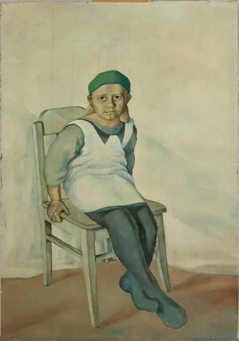 Framed Print : Seated Girl, 1932. Creator: Vilho Lampi Framed Print : Seated Girl, 1932. Creator: Vilho Lampi