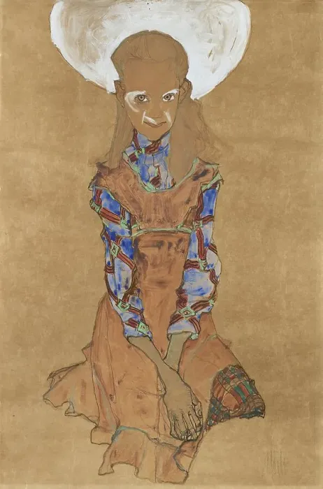Framed Print : Seated Girl (Poldi Lodzinski), 1910. Creator: Egon Schiele Framed Print : Seated Girl (Poldi Lodzinski), 1910. Creator: Egon Schiele