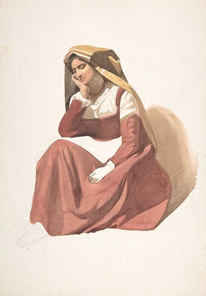 Seated Italian Peasant Woman, mid-19th century. Creator: Pierre Louis Dubourcq