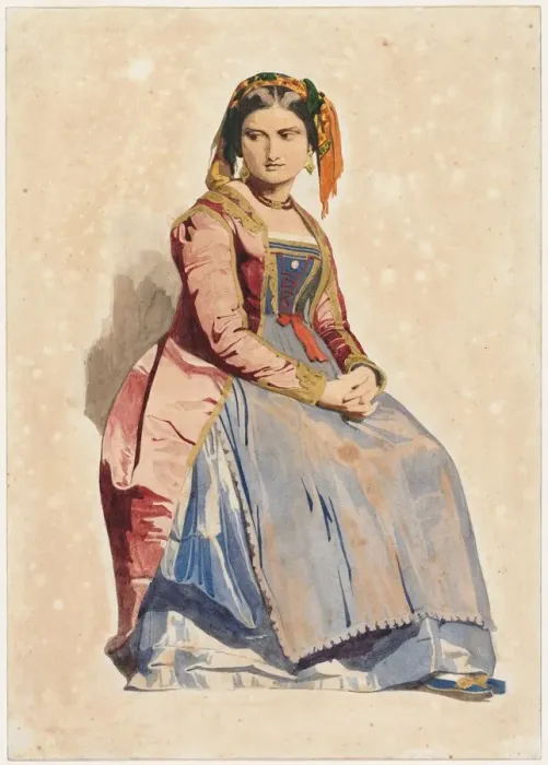 Framed Print : Seated Italian Woman, 1800s. Creator: Dominque Louis Papety (French, 1815-1849) Framed Print : Seated Italian Woman, 1800s. Creator: Dominque Louis Papety (French, 1815-1849)