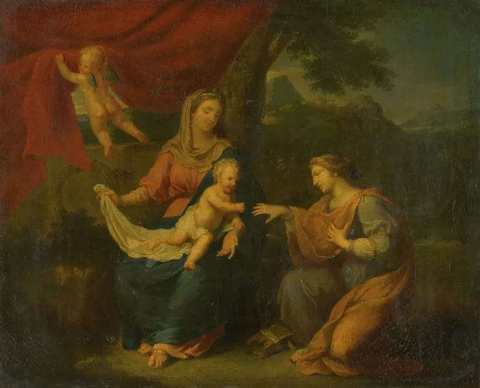 Framed Print : Seated Madonna with St. Catherine, 1670-1690. Creator: Unknown Framed Print : Seated Madonna with St. Catherine, 1670-1690. Creator: Unknown