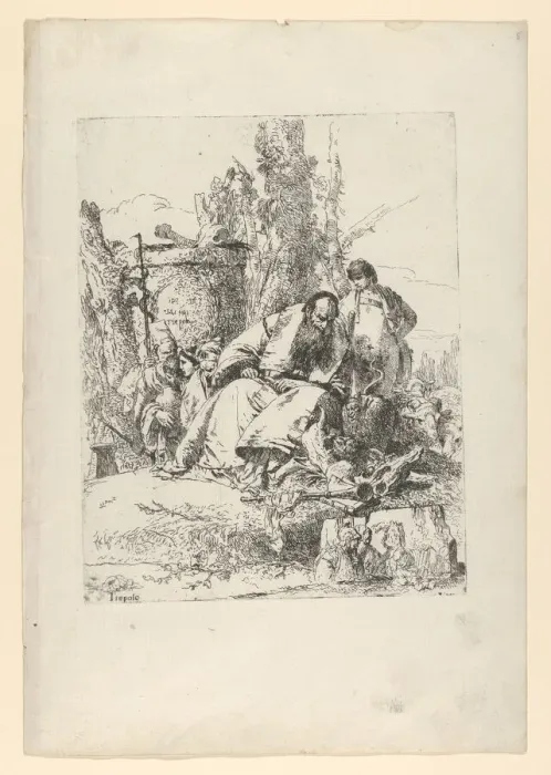 Framed Print : Seated magician, boy and four figures from the Scherzi di Fantasia, ca. 1743-50 Framed Print : Seated magician, boy and four figures from the Scherzi di Fantasia, ca. 1743-50