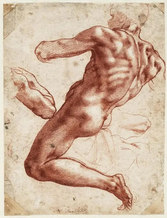 Framed Print : Seated male nude, 1511. Creator: Buonarroti, Michelangelo (1475-1564) Framed Print : Seated male nude, 1511. Creator: Buonarroti, Michelangelo (1475-1564)