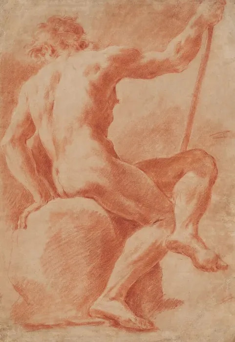 Framed Print : Seated Male Nude, c1770. Creator: Ubaldo Gandolfi Framed Print : Seated Male Nude, c1770. Creator: Ubaldo Gandolfi