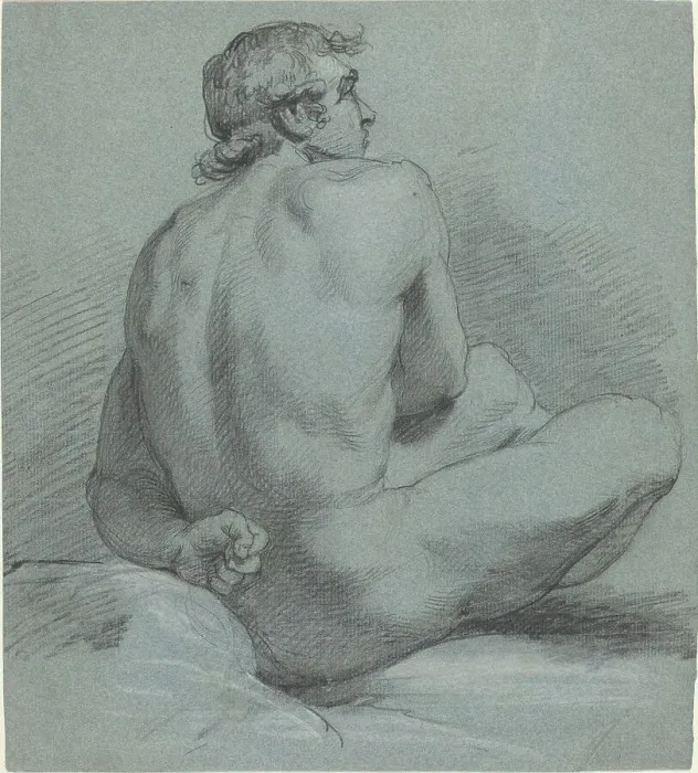Framed Print : Seated Male Nude, probably 1786 / 1791. Creator: Samuel Woodforde Framed Print : Seated Male Nude, probably 1786 / 1791. Creator: Samuel Woodforde