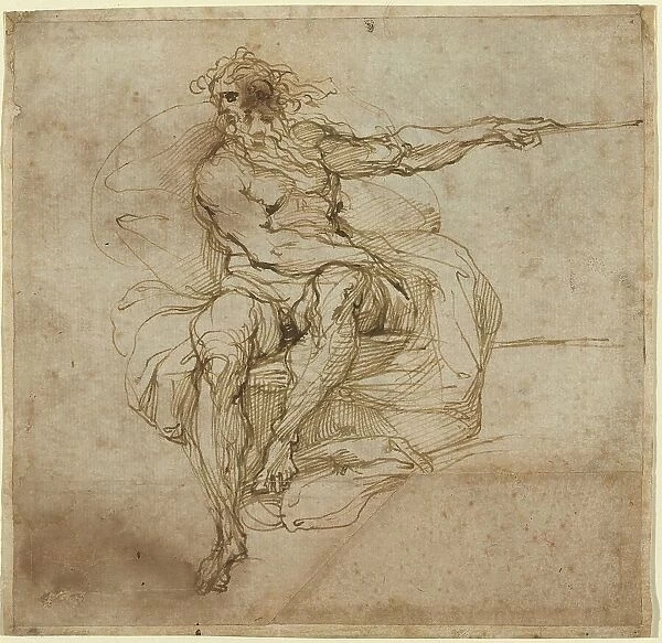 Seated Male Nude [recto], 1600 / 1602. Creator: Agostino Carracci