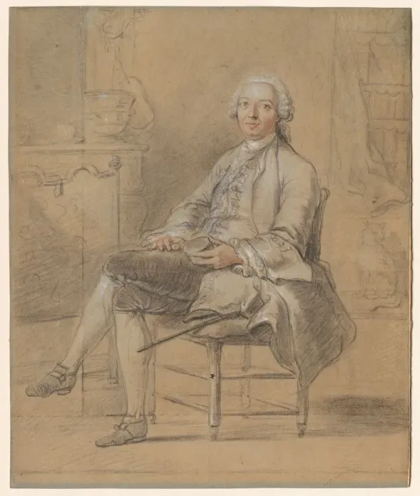 Framed Print : Seated Man Holding a Snuff Box, c. 1750-1760. Creator: Louis Aubert (French), attributed to Framed Print : Seated Man Holding a Snuff Box, c. 1750-1760. Creator: Louis Aubert (French), attributed to