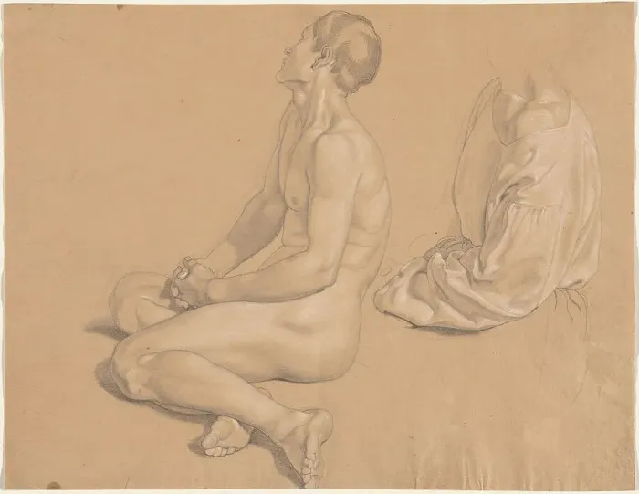 Framed Print : A Seated Man Nude and then Clothed, 1820s. Creator: Gustav Heinrich Nacke Framed Print : A Seated Man Nude and then Clothed, 1820s. Creator: Gustav Heinrich Nacke