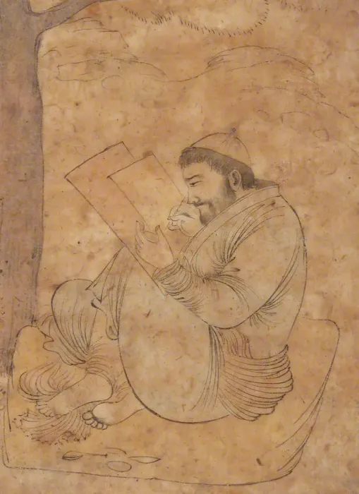 Framed Print : Seated Man Painting or Writing, first half 17th century. Creator: Unknown Framed Print : Seated Man Painting or Writing, first half 17th century. Creator: Unknown