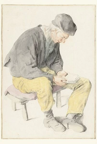 Seated Man Reading, Facing Right, 1690-1700. Creator: Cornelis Dusart