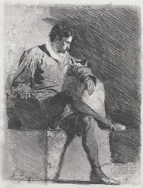 Seated Man in Sixteenth-Century Costume, c. 1878. Creator: Gioacchino Banfi