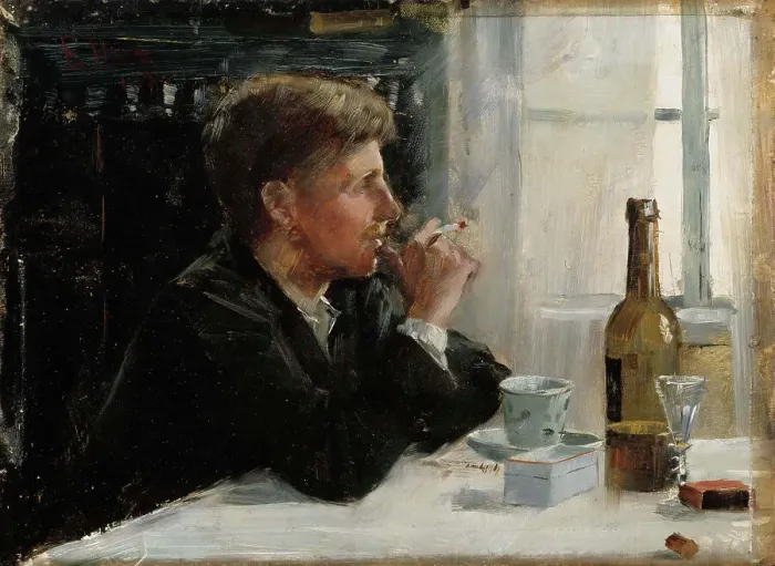 Framed Print : Seated Man at the Table, 1886. Creator: Elin Danielson-Gambogi Framed Print : Seated Man at the Table, 1886. Creator: Elin Danielson-Gambogi