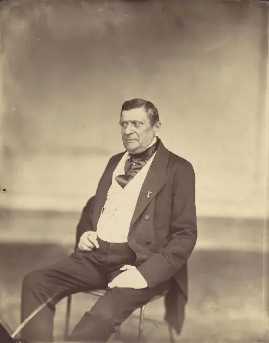 Framed Print : [Seated Man in White Vest and Dark Coat], 1850s-60s. Creator: Franz Antoine