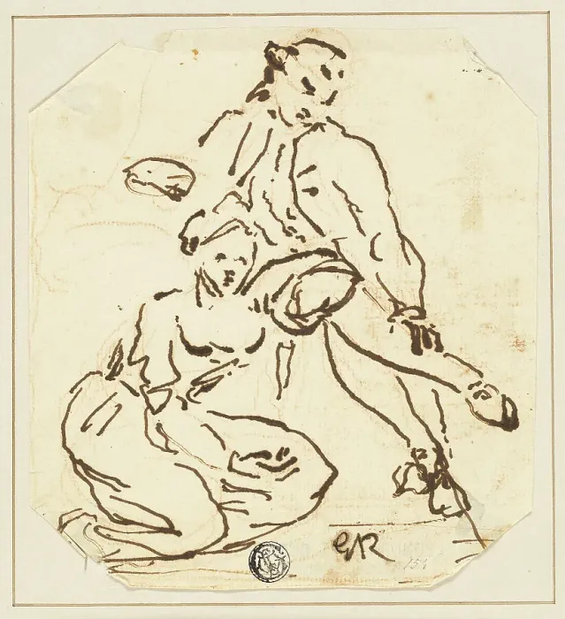 Framed Print : Seated Man and Woman, n.d. Creator: George Romney Framed Print : Seated Man and Woman, n.d. Creator: George Romney