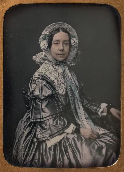 Framed Print : Seated Middle-aged Woman Dressed in Finery, 1854-60. Creator: William Hardy Kent Framed Print : Seated Middle-aged Woman Dressed in Finery, 1854-60. Creator: William Hardy Kent