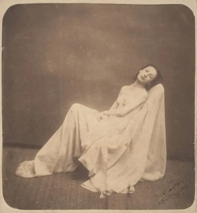 Framed Print : [Seated Model, Partially Draped], 1856-59. Creator: Nadar