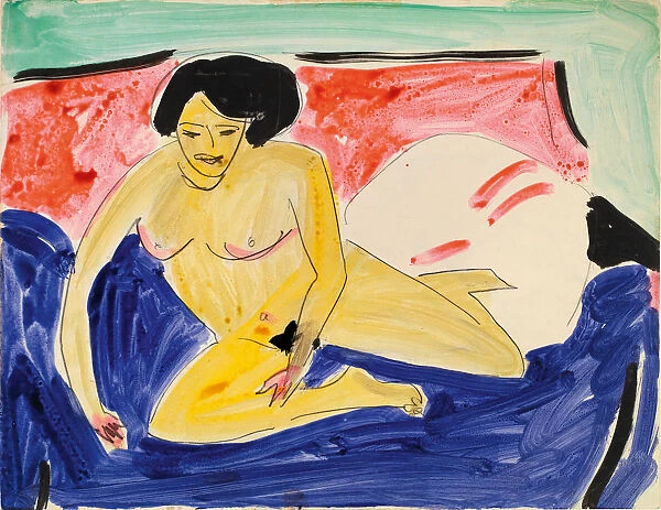 Seated Nude on Divan, 1909. Artist: Kirchner, Ernst Ludwig (1880-1938)