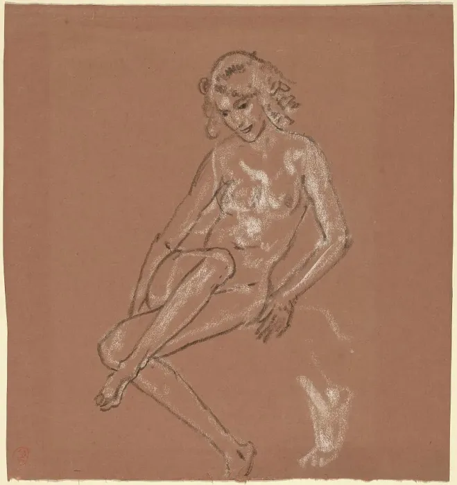 Framed Print : Seated Nude and a Foot, probably 1920. Creator: Arthur Davies Framed Print : Seated Nude and a Foot, probably 1920. Creator: Arthur Davies