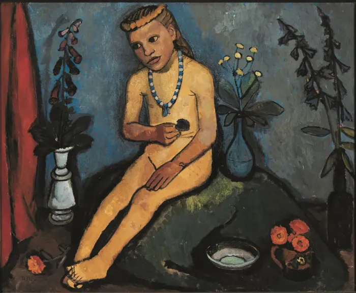 Framed Print : Seated Nude Girl with Flower Vases, 1906-1907 Framed Print : Seated Nude Girl with Flower Vases, 1906-1907
