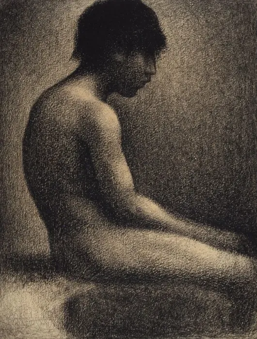 Framed Print : Seated Nude. Study for Une Baignade, 1883. Creator: Seurat, Georges Pierre (1859-1891) Framed Print : Seated Nude. Study for Une Baignade, 1883. Creator: Seurat, Georges Pierre (1859-1891)