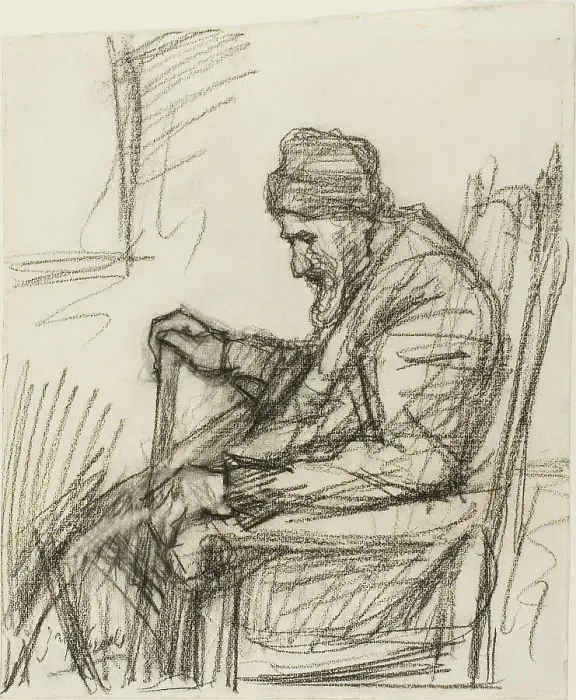 Framed Print : Seated Old Man, c.1895. Creator: Jozef Israels Framed Print : Seated Old Man, c.1895. Creator: Jozef Israels