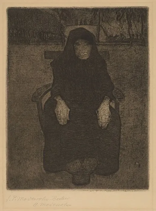 Framed Print : Seated Old Woman, c. 1900. Creator: Paula Modersohn-Becker Framed Print : Seated Old Woman, c. 1900. Creator: Paula Modersohn-Becker