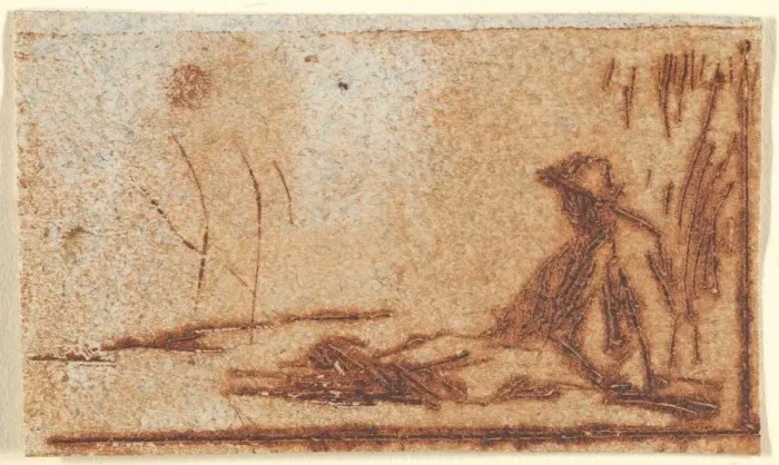 Framed Print : Seated Peasant, 1830-75. Creator: Jean Francois Millet Framed Print : Seated Peasant, 1830-75. Creator: Jean Francois Millet