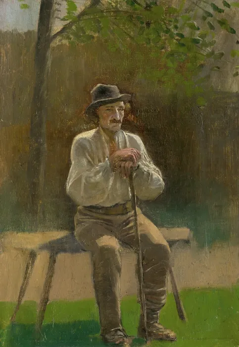Framed Print : Seated Peasant, 1875-1880. Creator: Ladislav Mednyanszky Framed Print : Seated Peasant, 1875-1880. Creator: Ladislav Mednyanszky
