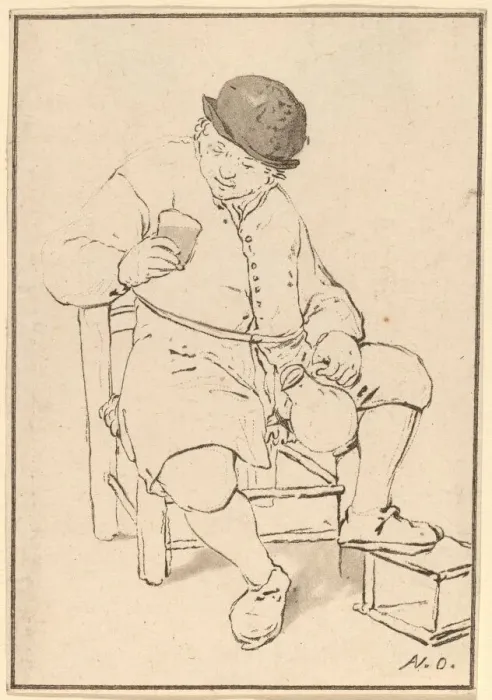 Framed Print : Seated Peasant with Jug, c. 1763. Creator: Cornelis Ploos van Amstel Framed Print : Seated Peasant with Jug, c. 1763. Creator: Cornelis Ploos van Amstel