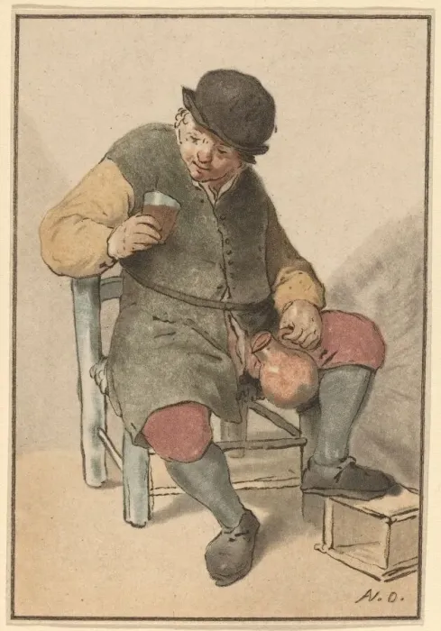 Framed Print : Seated Peasant with Jug, c. 1763. Creator: Cornelis Ploos van Amstel Framed Print : Seated Peasant with Jug, c. 1763. Creator: Cornelis Ploos van Amstel
