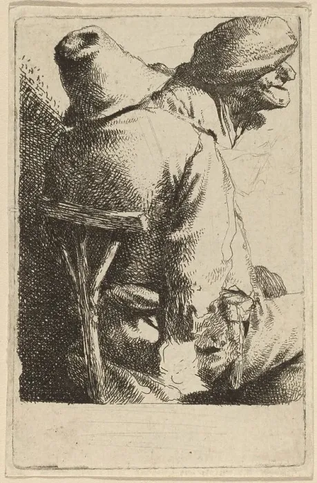 Framed Print : The Seated Peasant and His Wife. Creator: Cornelis Bega Framed Print : The Seated Peasant and His Wife. Creator: Cornelis Bega