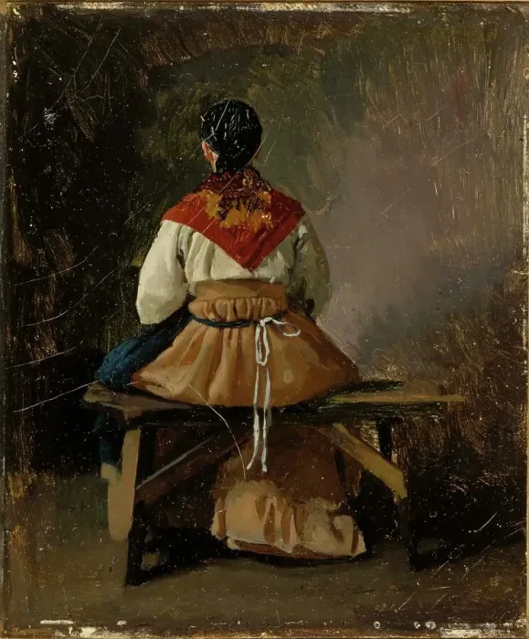 Framed Print : Seated peasant woman, mid-late 19th century. Creator: Nikolai Dmitrievich Dmitriev-Orenburgsky Framed Print : Seated peasant woman, mid-late 19th century. Creator: Nikolai Dmitrievich Dmitriev-Orenburgsky