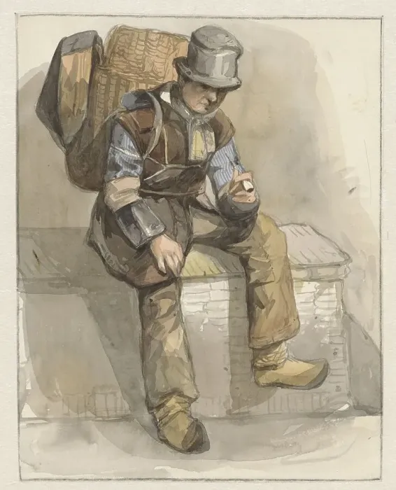 Framed Print : Seated peddler, 1834-1862. Creator: Pieter Marinus van de Laar Framed Print : Seated peddler, 1834-1862. Creator: Pieter Marinus van de Laar