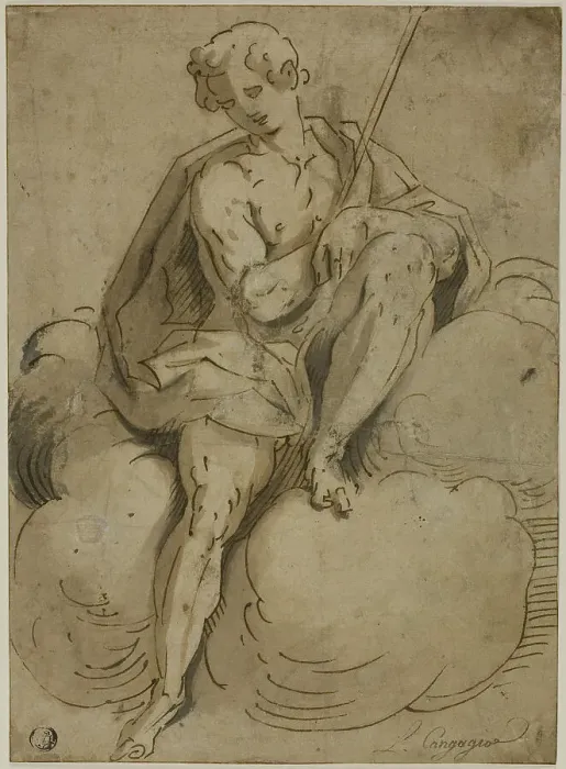 Framed Print : Seated Saint John the Baptist, 1560 / 70. Creator: School of Luca Cambiaso Italian, 1527-1587 Framed Print : Seated Saint John the Baptist, 1560 / 70. Creator: School of Luca Cambiaso Italian, 1527-1587