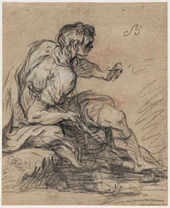 Framed Print : Seated Shepherd, 18th century. Creator: Unknown Framed Print : Seated Shepherd, 18th century. Creator: Unknown