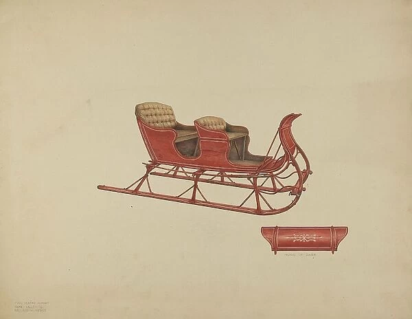Two Seated Sleigh, c. 1939. Creator: Rolland Ayres