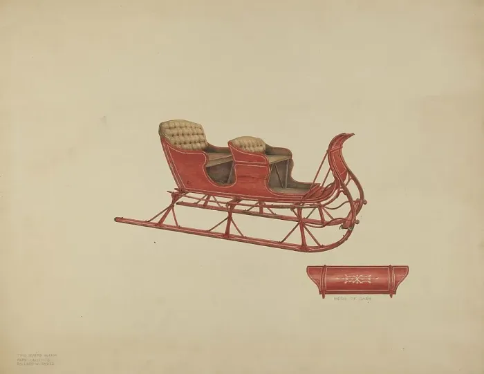Framed Print : Two Seated Sleigh, c. 1939. Creator: Rolland Ayres Framed Print : Two Seated Sleigh, c. 1939. Creator: Rolland Ayres