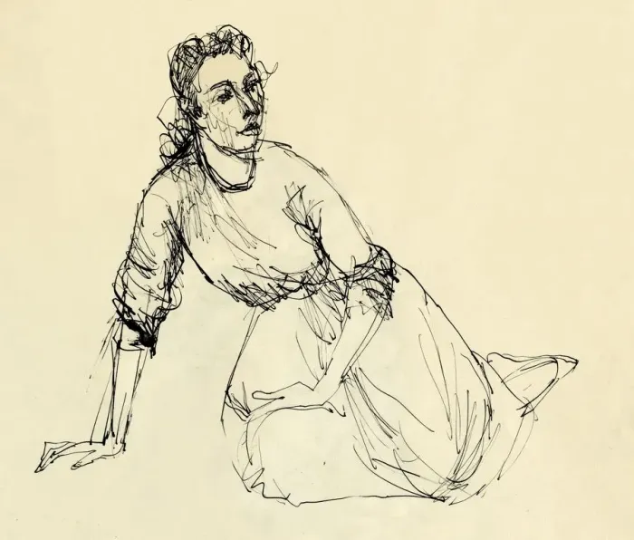 Framed Print : Seated woman, c1950. Creator: Shirley Markham
