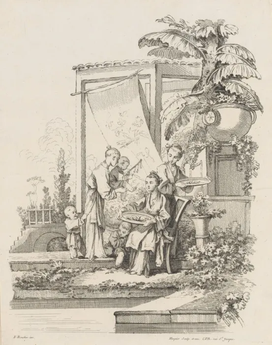 Framed Print : Seated Woman with Children and Servants, ca. 1738-45. Creator: Gabriel Huquier Framed Print : Seated Woman with Children and Servants, ca. 1738-45. Creator: Gabriel Huquier