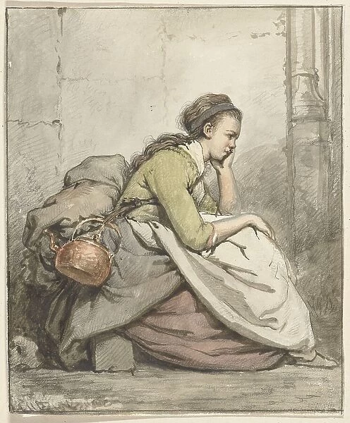 Seated woman with a copper kettle, 1763-1826. Creator: Abraham van Strij