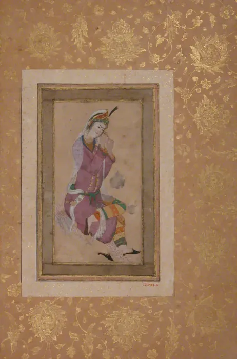 Framed Print : Seated Woman Curling her Hair, late 16th-early 17th century. Creator: Unknown Framed Print : Seated Woman Curling her Hair, late 16th-early 17th century. Creator: Unknown