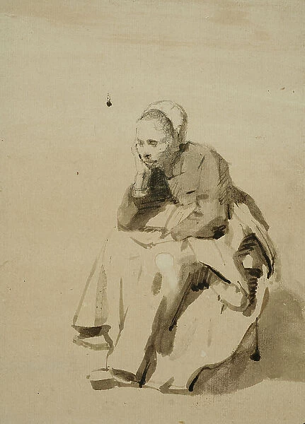 Seated woman with head in hand. Creator: Abraham Van Dyck