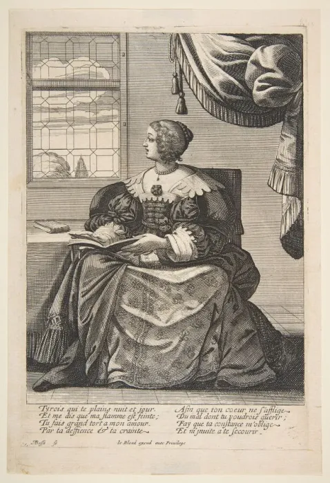 Framed Print : Seated Woman Holding a Book and Singing, mid to late 17th century. Creator: Abraham Bosse Framed Print : Seated Woman Holding a Book and Singing, mid to late 17th century. Creator: Abraham Bosse