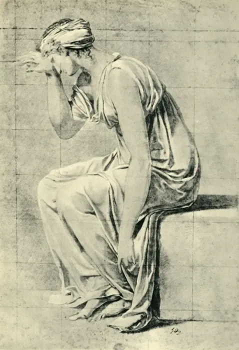 Framed Print : Seated woman, late 18th-early 19th century, (1943). Creator: Jacques-Louis David Framed Print : Seated woman, late 18th-early 19th century, (1943). Creator: Jacques-Louis David