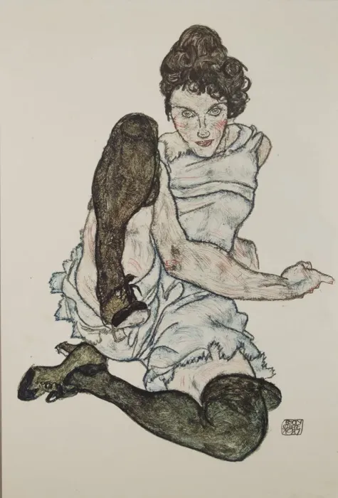 Framed Print : Seated Woman with Legs Drawn Up, 1917. Artist: Schiele, Egon (1890-1918) Framed Print : Seated Woman with Legs Drawn Up, 1917. Artist: Schiele, Egon (1890-1918)