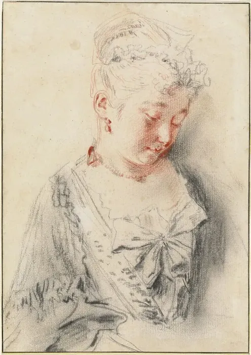 Framed Print : Seated Woman Looking Down, c. 1720 / 1721. Creator: Jean-Antoine Watteau Framed Print : Seated Woman Looking Down, c. 1720 / 1721. Creator: Jean-Antoine Watteau