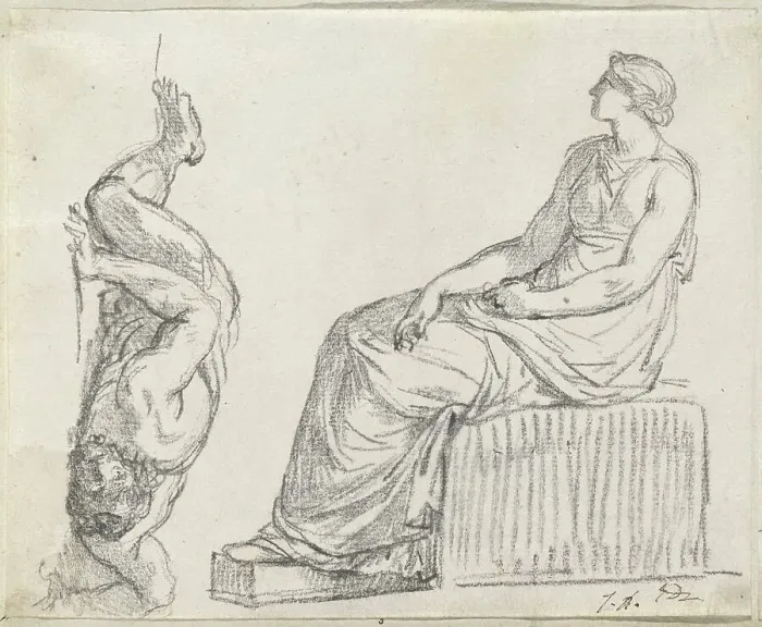 Framed Print : Seated Woman and Man Sprawling on the Ground, 1775 / 80. Creator: Jacques-Louis David Framed Print : Seated Woman and Man Sprawling on the Ground, 1775 / 80. Creator: Jacques-Louis David