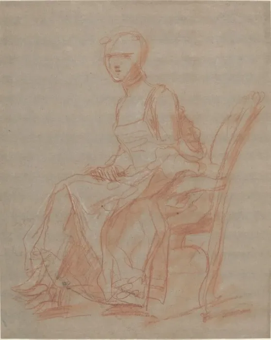 Framed Print : Seated Woman, possibly c. 1740. Creator: Unknown Framed Print : Seated Woman, possibly c. 1740. Creator: Unknown